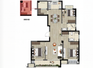 水畔华庭约128㎡户型